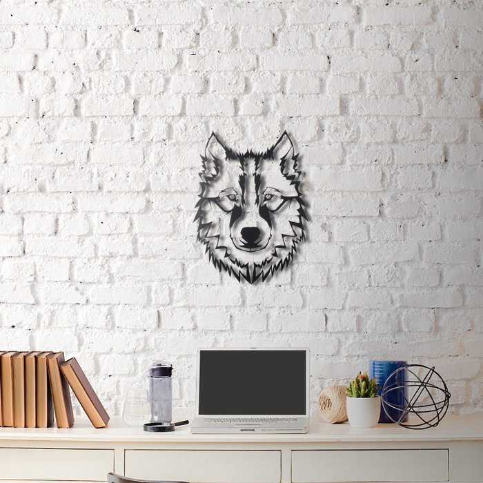 Wallity Wolf v11 Escultura de pared de metal negra